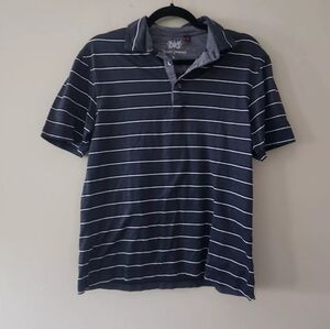 Hickey Freeman Italian striped polo shirt size small cotton tee collared blue